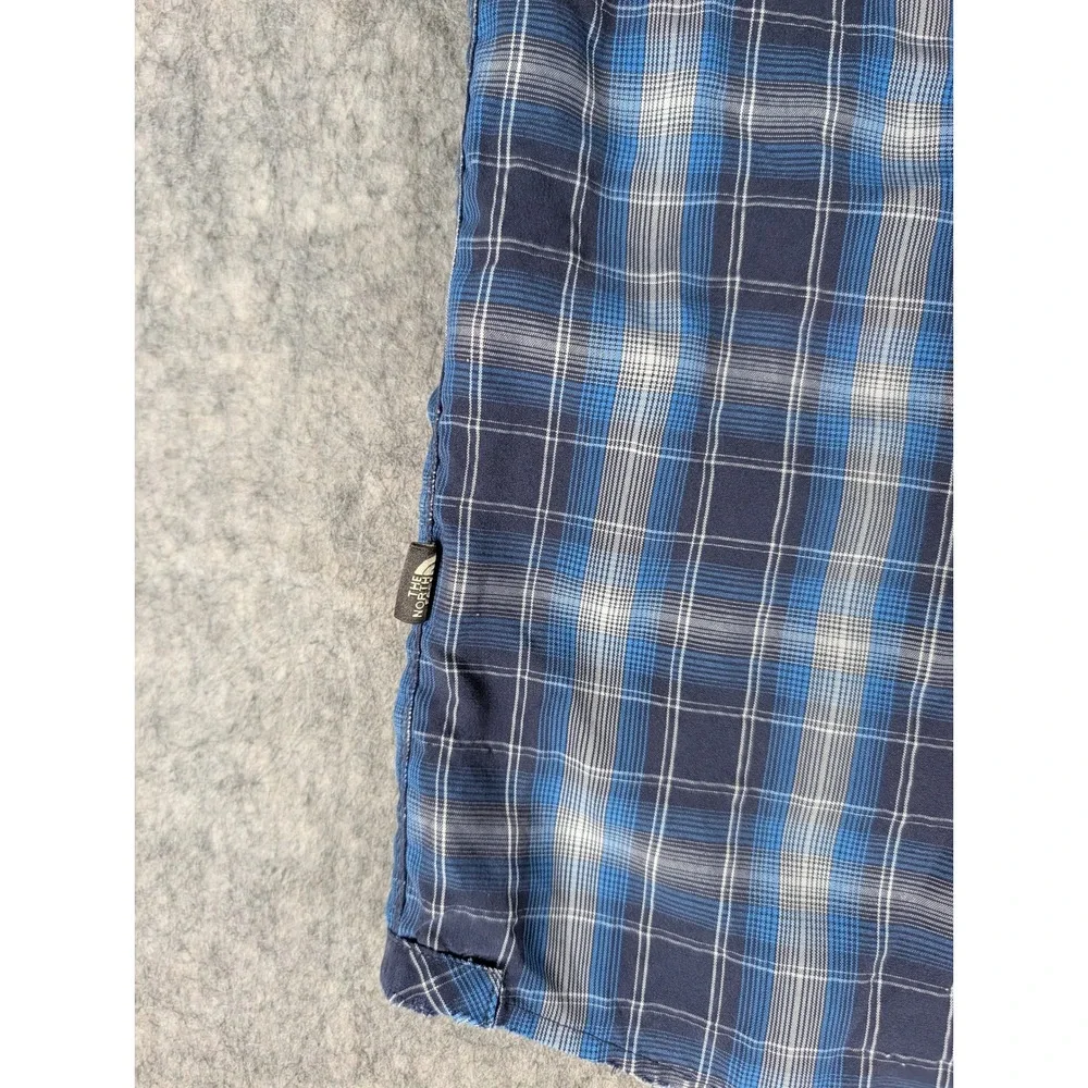 The North Face Mens Blue Plaid Long Sleeve Hiking Button Up Shirt XL
